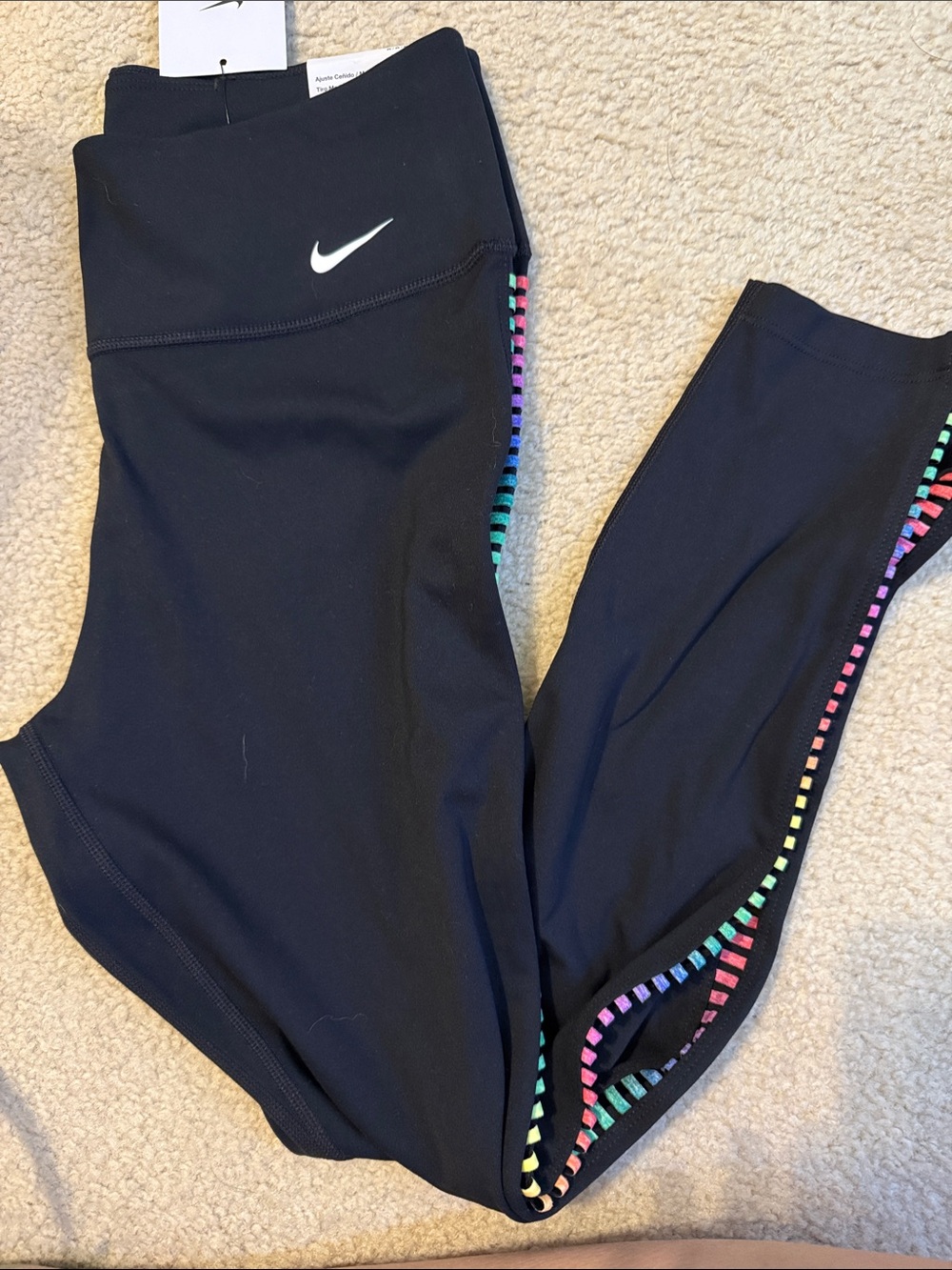 Nike Black Leggings with Rainbow Trim